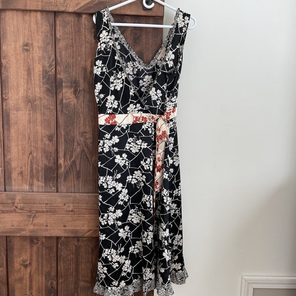 VTG Y2K Jonathan Martin Satin Black/Cream Wrap Maxi Dress Size 14 Oriental 90s